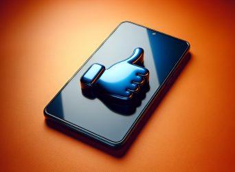 Thumbs up on a smartphone illustrating mobile app stability on Android and iOS platforms reaching almost perfection.
