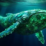 A whale made of emerald illustrating the discovery of the EMERALDWHALE campaign by cyber security researchers that exploits Git configuration files and has leaked over 15,000 credentials.